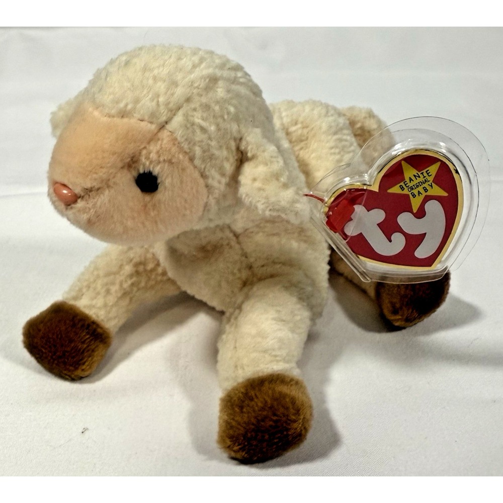 Ty Beanie Babies Ewey Lamb Plush Toy Cream Vintage 1998 1999 Tag Error